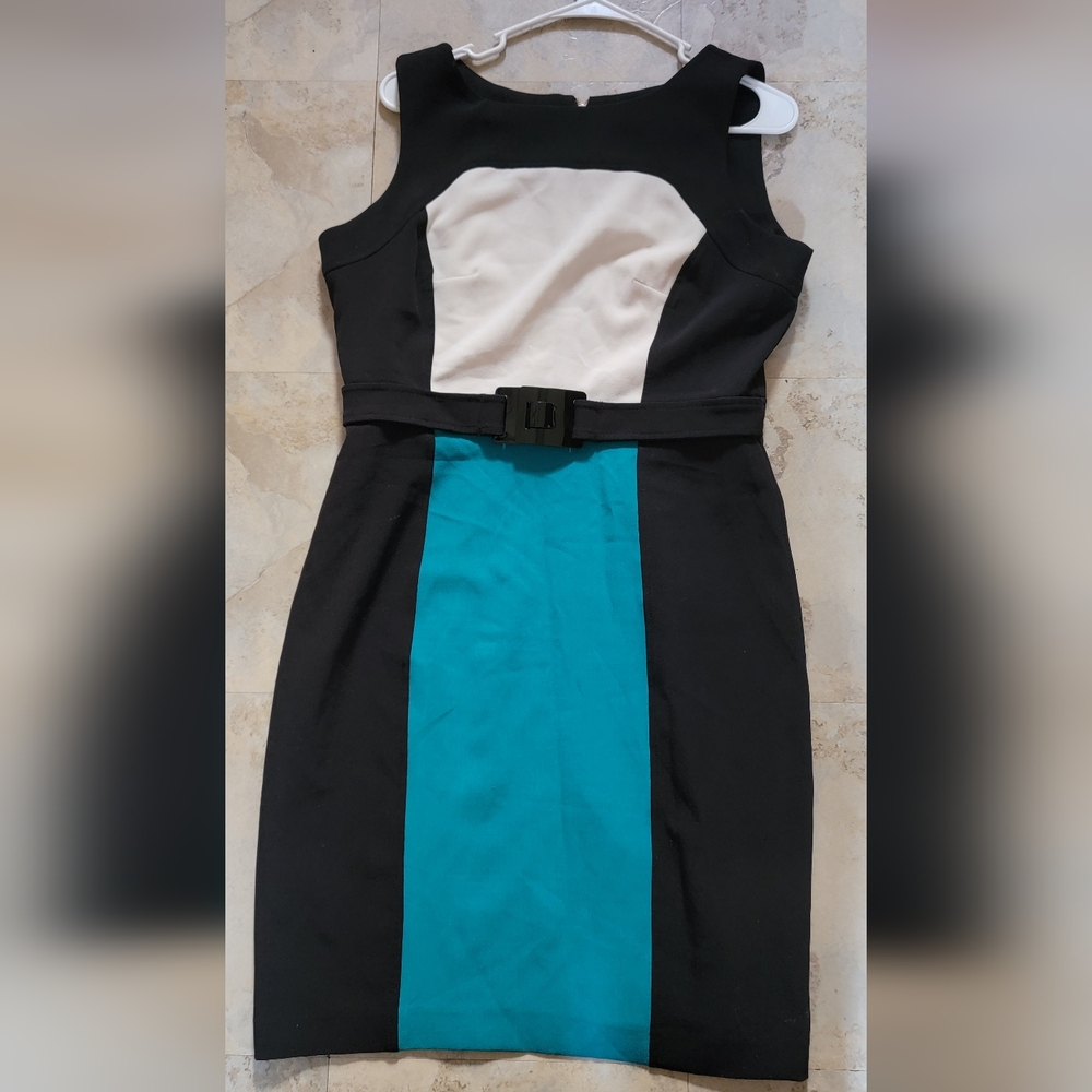 Pretty Blue/green Fitted Sandra Darren Dress